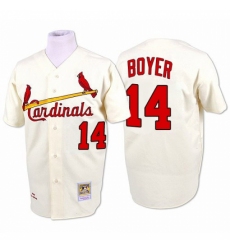 Men's Mitchell and Ness St. Louis Cardinals #14 Ken Boyer Replica Cream 1964 Throwback MLB Jersey