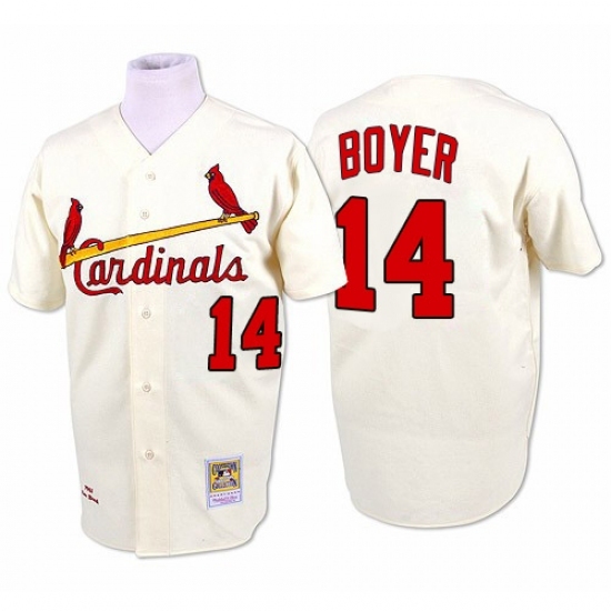 Men's Mitchell and Ness St. Louis Cardinals #14 Ken Boyer Replica Cream 1964 Throwback MLB Jersey Men's Mitchell and Ness St. Louis Cardinals #14 Ken Boyer Replica Cream 1964 Throwback MLB Jersey