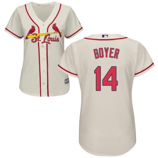 Women's Majestic St. Louis Cardinals #14 Ken Boyer Replica Cream Alternate Cool Base MLB Jersey Women's Majestic St. Louis Cardinals #14 Ken Boyer Replica Cream Alternate Cool Base MLB Jersey