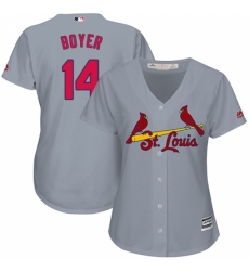 Women's Majestic St. Louis Cardinals #14 Ken Boyer Replica Grey Road Cool Base MLB Jersey