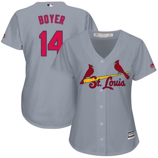 Women's Majestic St. Louis Cardinals #14 Ken Boyer Replica Grey Road Cool Base MLB Jersey Women's Majestic St. Louis Cardinals #14 Ken Boyer Replica Grey Road Cool Base MLB Jersey