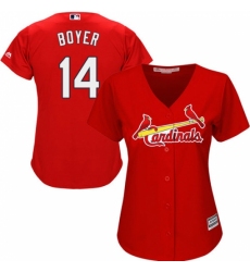 Women's Majestic St. Louis Cardinals #14 Ken Boyer Replica Red Alternate Cool Base MLB Jersey