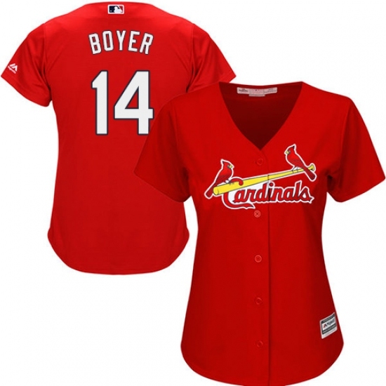 Women's Majestic St. Louis Cardinals #14 Ken Boyer Replica Red Alternate Cool Base MLB Jersey Women's Majestic St. Louis Cardinals #14 Ken Boyer Replica Red Alternate Cool Base MLB Jersey