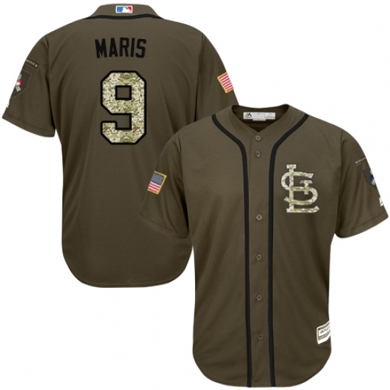Men's Majestic St. Louis Cardinals #9 Roger Maris Authentic Green Salute to Service MLB Jersey Men's Majestic St. Louis Cardinals #9 Roger Maris Authentic Green Salute to Service MLB Jersey
