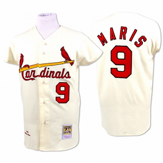 Men's Mitchell and Ness 1967 St. Louis Cardinals #9 Roger Maris Replica Cream Throwback MLB Jersey Men's Mitchell and Ness 1967 St. Louis Cardinals #9 Roger Maris Replica Cream Throwback MLB Jersey