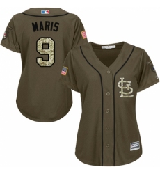 Women's Majestic St. Louis Cardinals #9 Roger Maris Replica Green Salute to Service MLB Jersey Women's Majestic St. Louis Cardinals #9 Roger Maris Replica Green Salute to Service MLB Jersey