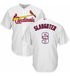 Men's Majestic St. Louis Cardinals #9 Enos Slaughter Authentic White Team Logo Fashion Cool Base MLB Jersey