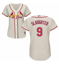 Women's Majestic St. Louis Cardinals #9 Enos Slaughter Authentic Cream Alternate Cool Base MLB Jersey