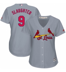 Women's Majestic St. Louis Cardinals #9 Enos Slaughter Authentic Grey Road Cool Base MLB Jersey