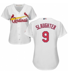 Women's Majestic St. Louis Cardinals #9 Enos Slaughter Replica White Home Cool Base MLB Jersey