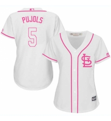 Women's Majestic St. Louis Cardinals #5 Albert Pujols Authentic White Fashion Cool Base MLB Jersey