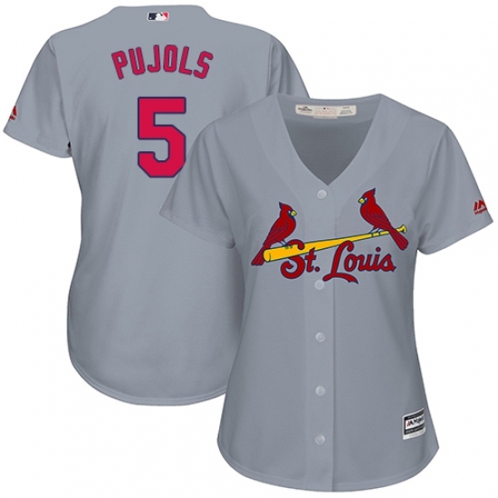 Women's Majestic St. Louis Cardinals #5 Albert Pujols Replica Grey Road Cool Base MLB Jersey Women's Majestic St. Louis Cardinals #5 Albert Pujols Replica Grey Road Cool Base MLB Jersey