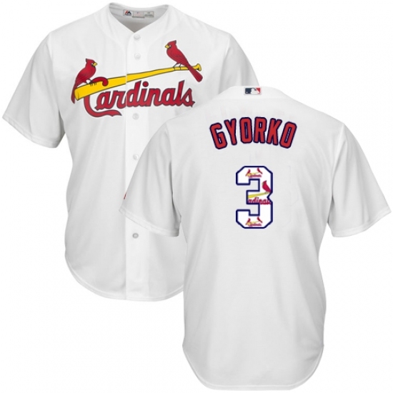 Men's Majestic St. Louis Cardinals #3 Jedd Gyorko Authentic White Team Logo Fashion Cool Base MLB Jersey Men's Majestic St. Louis Cardinals #3 Jedd Gyorko Authentic White Team Logo Fashion Cool Base MLB Jersey