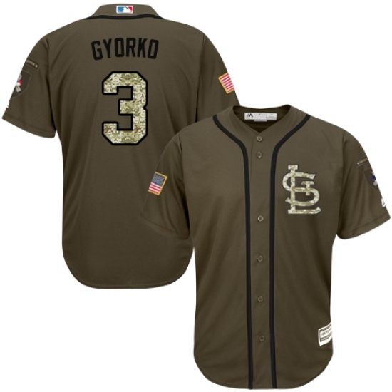 Men's Majestic St. Louis Cardinals #3 Jedd Gyorko Replica Green Salute to Service MLB Jersey Men's Majestic St. Louis Cardinals #3 Jedd Gyorko Replica Green Salute to Service MLB Jersey