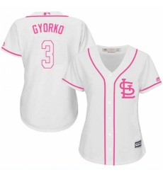 Women's Majestic St. Louis Cardinals #3 Jedd Gyorko Authentic White Fashion Cool Base MLB Jersey