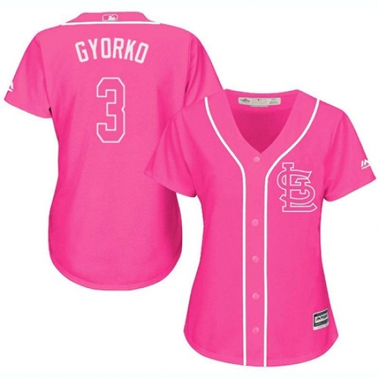 Women's Majestic St. Louis Cardinals #3 Jedd Gyorko Replica Pink Fashion Cool Base MLB Jersey Women's Majestic St. Louis Cardinals #3 Jedd Gyorko Replica Pink Fashion Cool Base MLB Jersey