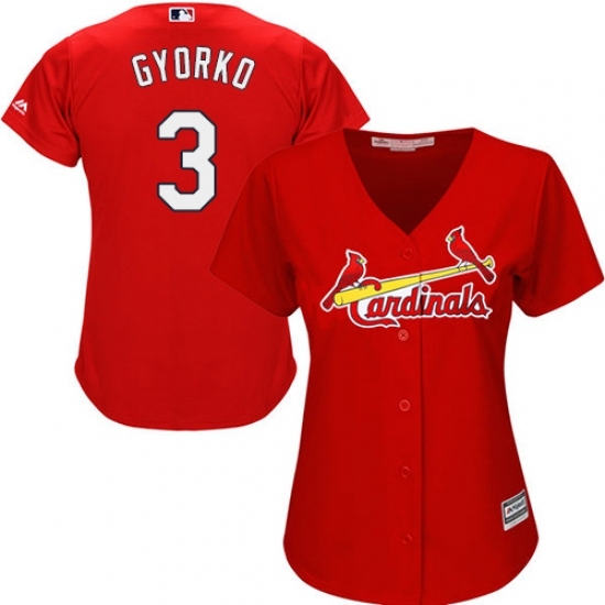 Women's Majestic St. Louis Cardinals #3 Jedd Gyorko Replica Red Alternate Cool Base MLB Jersey Women's Majestic St. Louis Cardinals #3 Jedd Gyorko Replica Red Alternate Cool Base MLB Jersey