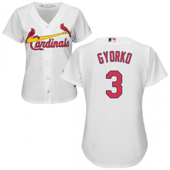 Women's Majestic St. Louis Cardinals #3 Jedd Gyorko Replica White Home Cool Base MLB Jersey Women's Majestic St. Louis Cardinals #3 Jedd Gyorko Replica White Home Cool Base MLB Jersey