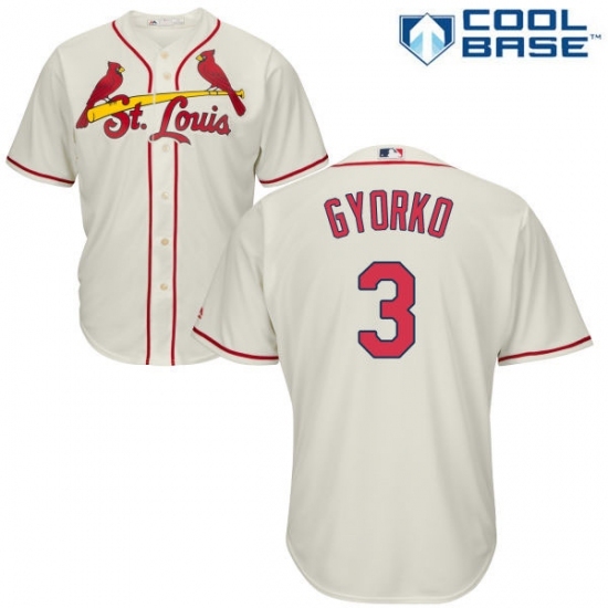 Youth Majestic St. Louis Cardinals #3 Jedd Gyorko Replica Cream Alternate Cool Base MLB Jersey Youth Majestic St. Louis Cardinals #3 Jedd Gyorko Replica Cream Alternate Cool Base MLB Jersey