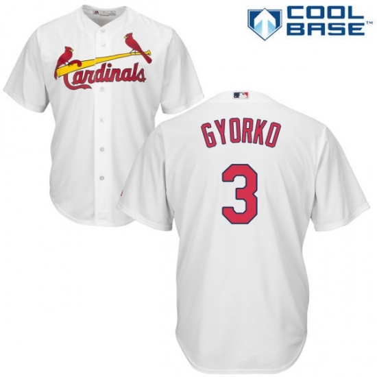 Youth Majestic St. Louis Cardinals #3 Jedd Gyorko Replica White Home Cool Base MLB Jersey Youth Majestic St. Louis Cardinals #3 Jedd Gyorko Replica White Home Cool Base MLB Jersey