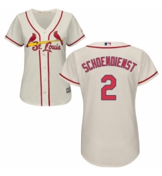 Women's Majestic St. Louis Cardinals #2 Red Schoendienst Replica Cream Alternate Cool Base MLB Jersey Women's Majestic St. Louis Cardinals #2 Red Schoendienst Replica Cream Alternate Cool Base MLB Jersey