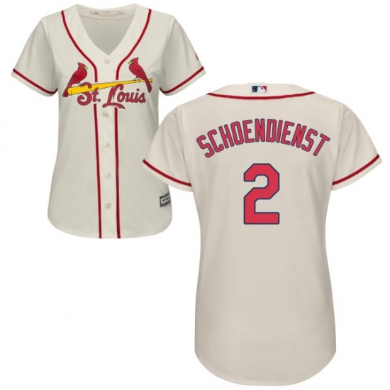 Women's Majestic St. Louis Cardinals #2 Red Schoendienst Replica Cream Alternate Cool Base MLB Jersey Women's Majestic St. Louis Cardinals #2 Red Schoendienst Replica Cream Alternate Cool Base MLB Jersey