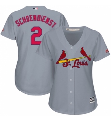 Women's Majestic St. Louis Cardinals #2 Red Schoendienst Replica Grey Road Cool Base MLB Jersey Women's Majestic St. Louis Cardinals #2 Red Schoendienst Replica Grey Road Cool Base MLB Jersey