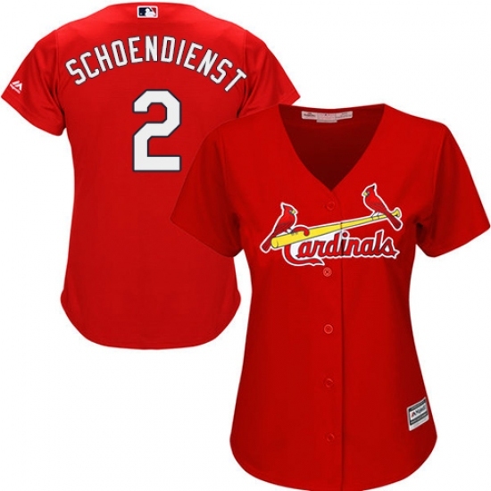 Women's Majestic St. Louis Cardinals #2 Red Schoendienst Replica Red Alternate Cool Base MLB Jersey Women's Majestic St. Louis Cardinals #2 Red Schoendienst Replica Red Alternate Cool Base MLB Jersey