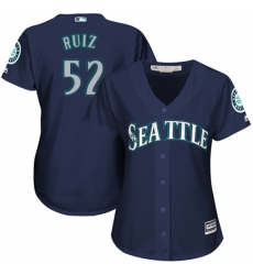 Women's Majestic Seattle Mariners #52 Carlos Ruiz Authentic Navy Blue Alternate 2 Cool Base MLB Jersey