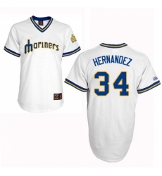 Men's Majestic Seattle Mariners #34 Felix Hernandez Authentic White Cooperstown MLB Jersey