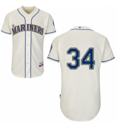 Men's Majestic Seattle Mariners #34 Felix Hernandez Replica Cream Alternate Cool Base MLB Jersey