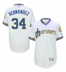 Men's Majestic Seattle Mariners #34 Felix Hernandez White Flexbase Authentic Collection Cooperstown MLB Jersey