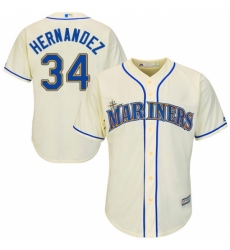 Youth Majestic Seattle Mariners #34 Felix Hernandez Authentic Cream Alternate Cool Base MLB Jersey