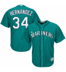 Youth Majestic Seattle Mariners #34 Felix Hernandez Authentic Teal Green Alternate Cool Base MLB Jersey