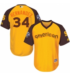 Youth Majestic Seattle Mariners #34 Felix Hernandez Authentic Yellow 2016 All-Star American League BP Cool Base MLB Jersey