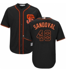 Men's Majestic San Francisco Giants #48 Pablo Sandoval Authentic Black Team Logo Fashion Cool Base MLB Jersey