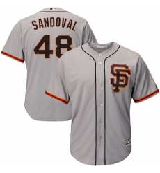 Men's Majestic San Francisco Giants #48 Pablo Sandoval Replica Grey Road 2 Cool Base MLB Jersey