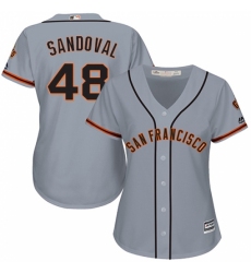 Women's Majestic San Francisco Giants #48 Pablo Sandoval Authentic Grey Road Cool Base MLB Jersey