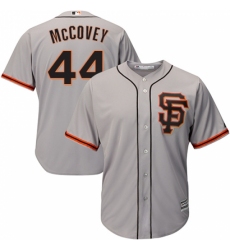 Men's Majestic San Francisco Giants #44 Willie McCovey Replica Grey Road 2 Cool Base MLB Jersey