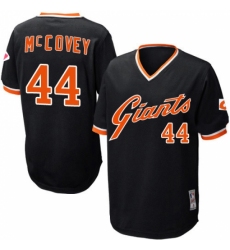 Men's Mitchell and Ness San Francisco Giants #44 Willie McCovey Replica Black Throwback MLB Jersey