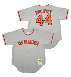 Men's Mitchell and Ness San Francisco Giants #44 Willie McCovey Replica Grey Throwback MLB Jersey