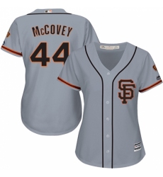 Women's Majestic San Francisco Giants #44 Willie McCovey Replica Grey Road 2 Cool Base MLB Jersey