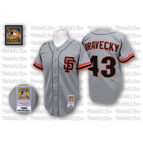 Men's Mitchell and Ness San Francisco Giants #43 Dave Dravecky Replica Grey Throwback MLB Jersey Men's Mitchell and Ness San Francisco Giants #43 Dave Dravecky Replica Grey Throwback MLB Jersey