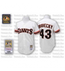 Men's Mitchell and Ness San Francisco Giants #43 Dave Dravecky Replica White Throwback MLB Jersey Men's Mitchell and Ness San Francisco Giants #43 Dave Dravecky Replica White Throwback MLB Jersey