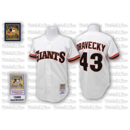 Men's Mitchell and Ness San Francisco Giants #43 Dave Dravecky Replica White Throwback MLB Jersey Men's Mitchell and Ness San Francisco Giants #43 Dave Dravecky Replica White Throwback MLB Jersey
