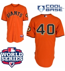 Men's Majestic San Francisco Giants #40 Madison Bumgarner Authentic Orange Cool Base 2012 World Series Patch MLB Jersey