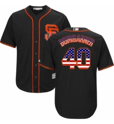 Men's Majestic San Francisco Giants #40 Madison Bumgarner Replica Black USA Flag Fashion MLB Jersey