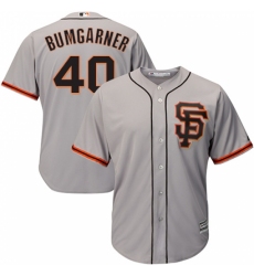 Men's Majestic San Francisco Giants #40 Madison Bumgarner Replica Grey Road 2 Cool Base MLB Jersey