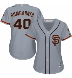 Women's Majestic San Francisco Giants #40 Madison Bumgarner Replica Grey Road 2 Cool Base MLB Jersey