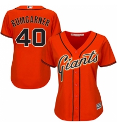 Women's Majestic San Francisco Giants #40 Madison Bumgarner Replica Orange Alternate Cool Base MLB Jersey